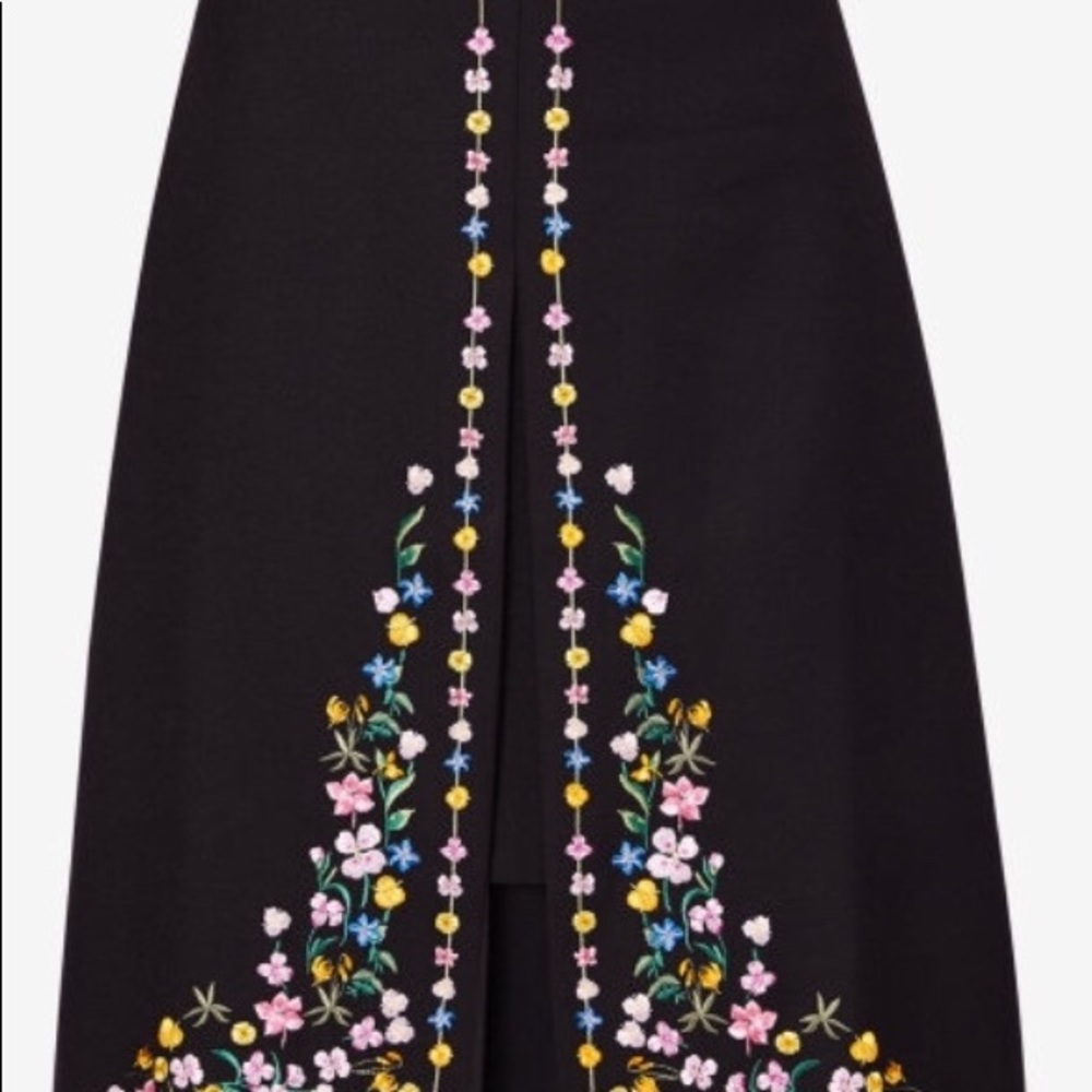 Ted Baker inverted pleat embroidered a-line skirt